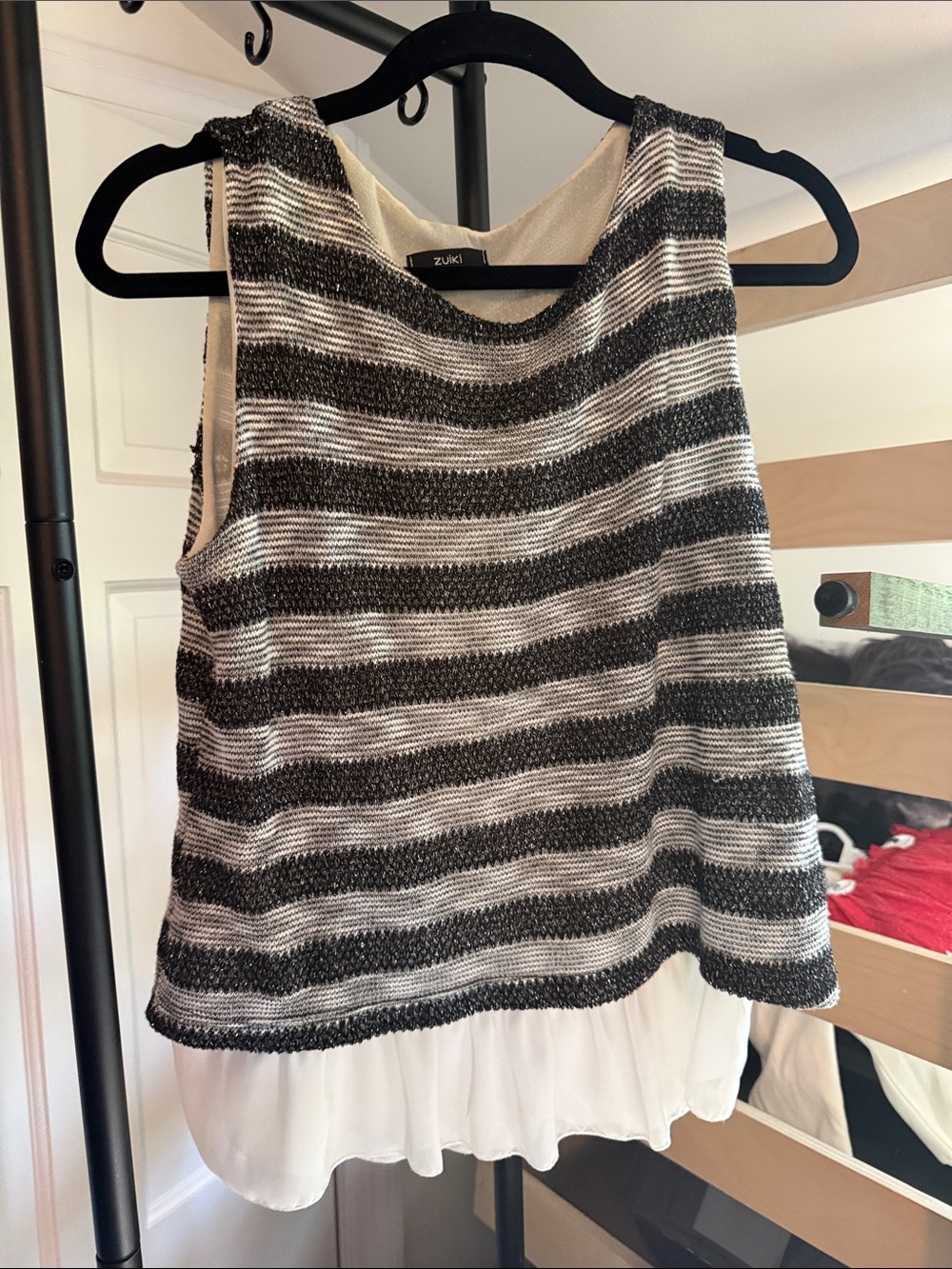 Zuiki Black and White Striped Layered Camisole